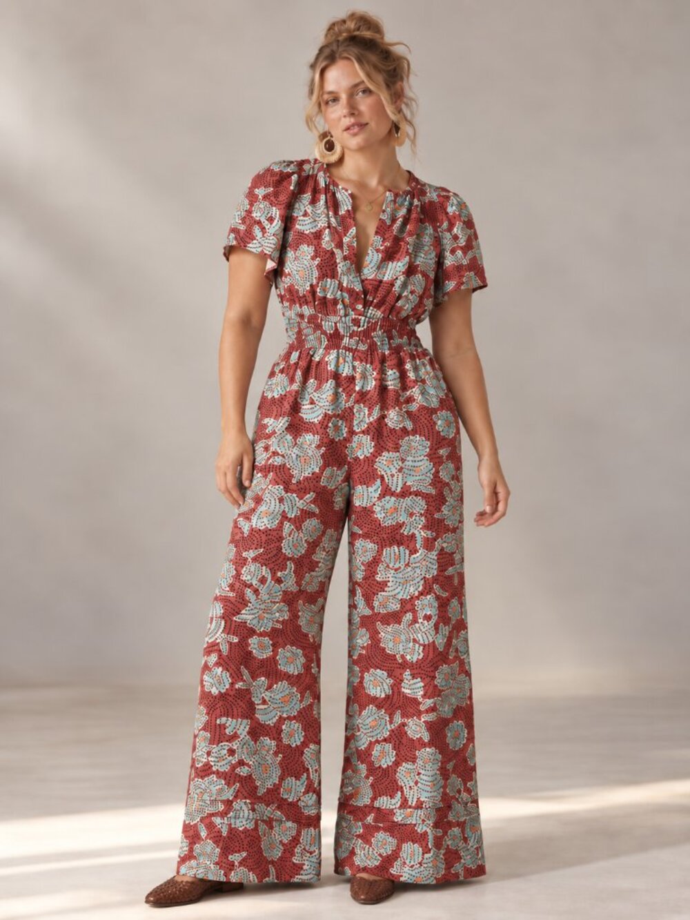 ANTHROPOLOGIE Floral Somerset Wide Leg Plus Size Jumpsuit